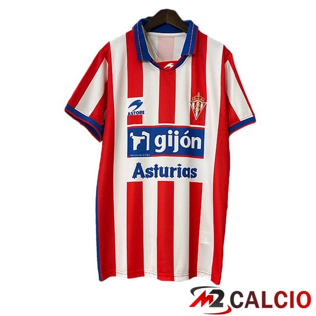 Maglie Calcio Personalizzate,Tute Calcio Squadre,Maglia Nazionale Italiana Calcio | Maglie Calcio Sporting Gijon Retro Prima Bianco Rosso 2001-2002