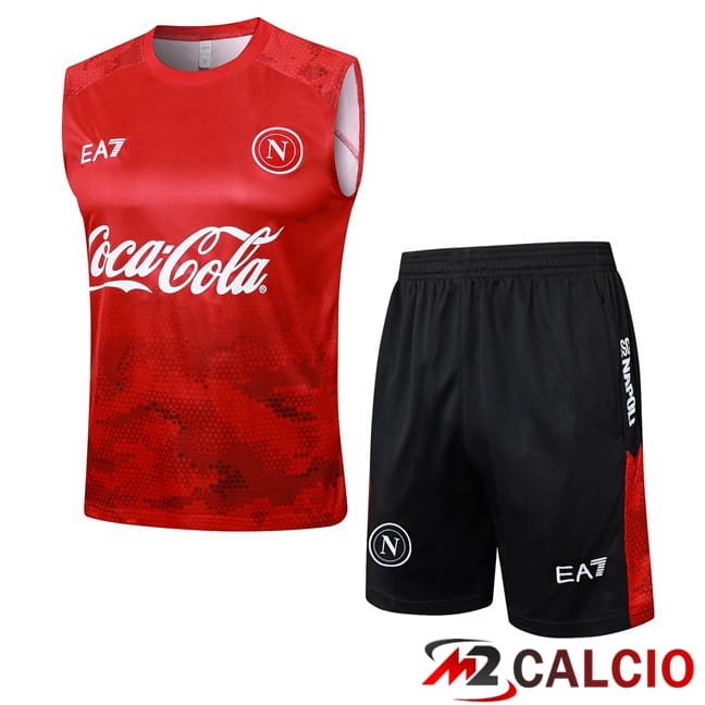 Maglie Calcio Personalizzate,Tute Calcio Squadre,Maglia Nazionale Italiana Calcio | Canotta Allenamento SSC Napoli + Pantaloncini Rosso 2024/2025