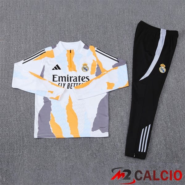 Insieme Tuta Calcio Real Madrid Bianco Giallo 2025/2026