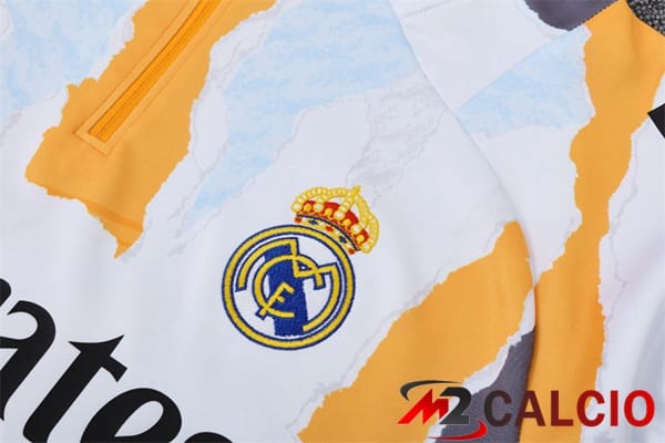 Insieme Tuta Calcio Real Madrid Bianco Giallo 2025/2026