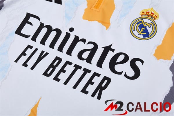 Insieme Tuta Calcio Real Madrid Bianco Giallo 2025/2026