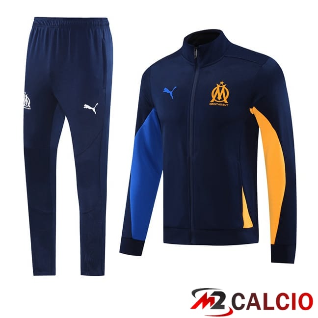 Maglie Calcio Personalizzate,Tute Calcio Squadre,Maglia Nazionale Italiana Calcio | Insieme Tuta Calcio - Giacca Marsiglia OM Blu Reale 2025/2026