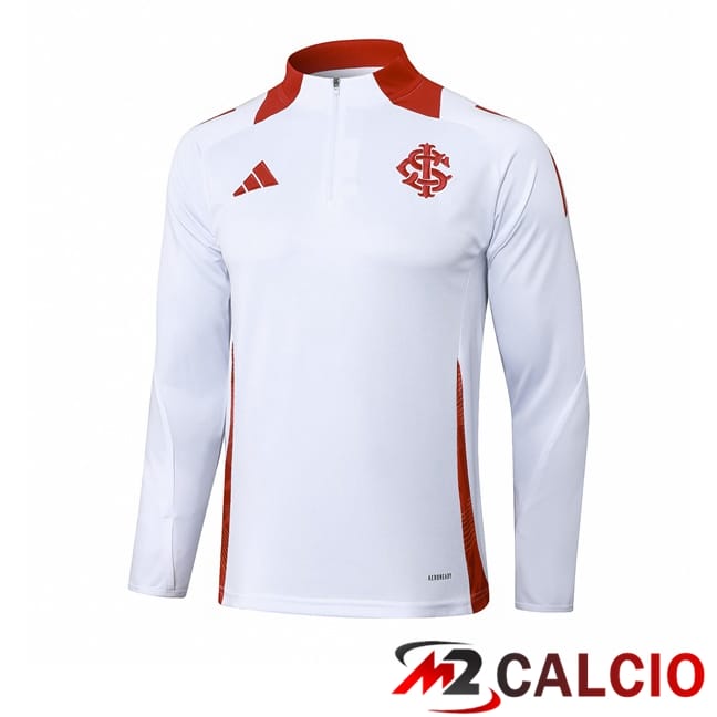 Maglie Calcio Personalizzate,Tute Calcio Squadre,Maglia Nazionale Italiana Calcio | Felpa Allenamento SC Internacional Bianco 2025/2026