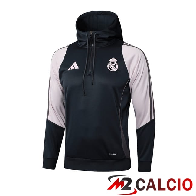 Maglie Calcio Personalizzate,Tute Calcio Squadre,Maglia Nazionale Italiana Calcio | Felpa Con Cappuccio Real Madrid Nero Rosa 2025/2026