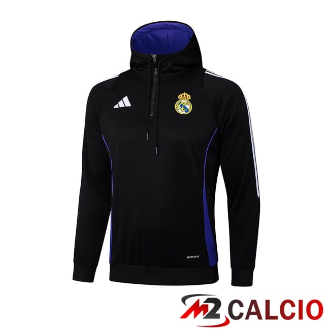 Maglie Calcio Personalizzate,Tute Calcio Squadre,Maglia Nazionale Italiana Calcio | Felpa Con Cappuccio Real Madrid Nero 2025/2026