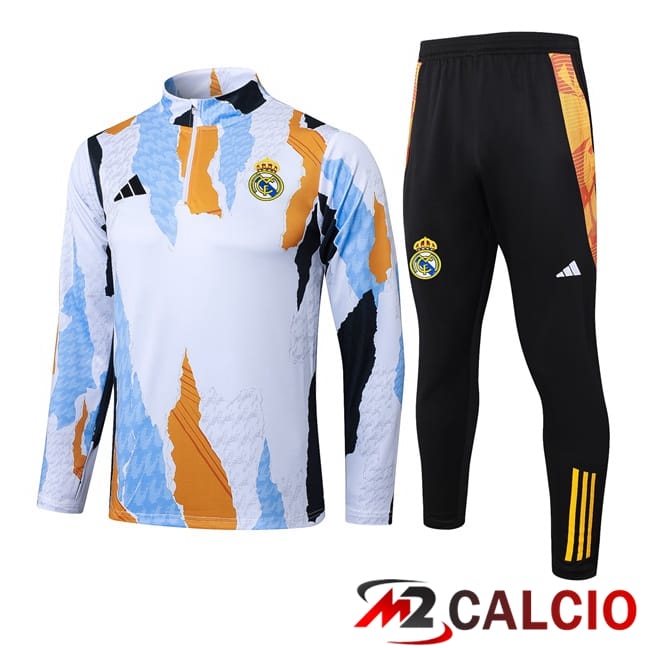 Maglie Calcio Personalizzate,Tute Calcio Squadre,Maglia Nazionale Italiana Calcio | Insieme Tuta Calcio Real Madrid Bianco Giallo 2025/2026