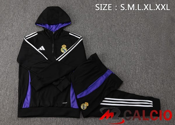 Tuta Calcio - Felpa Con Cappuccio Real Madrid Nero 2025/2026