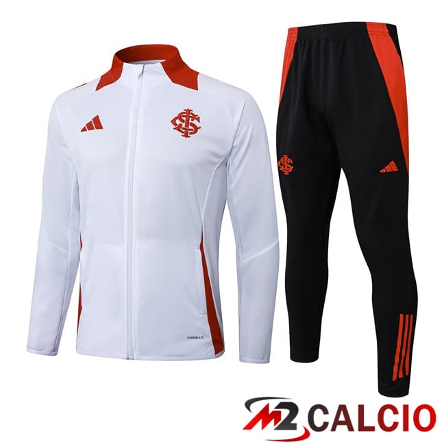 Maglie Calcio Personalizzate,Tute Calcio Squadre,Maglia Nazionale Italiana Calcio | Insieme Tuta Calcio - Giacca SC Internacional Bianco 2025/2026