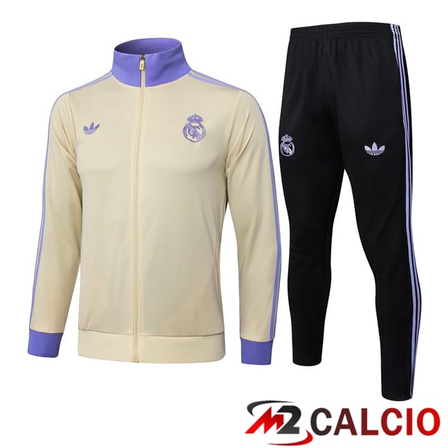 Maglie Calcio Personalizzate,Tute Calcio Squadre,Maglia Nazionale Italiana Calcio | Insieme Tuta Calcio - Giacca Real Madrid Giallo 2025/2026