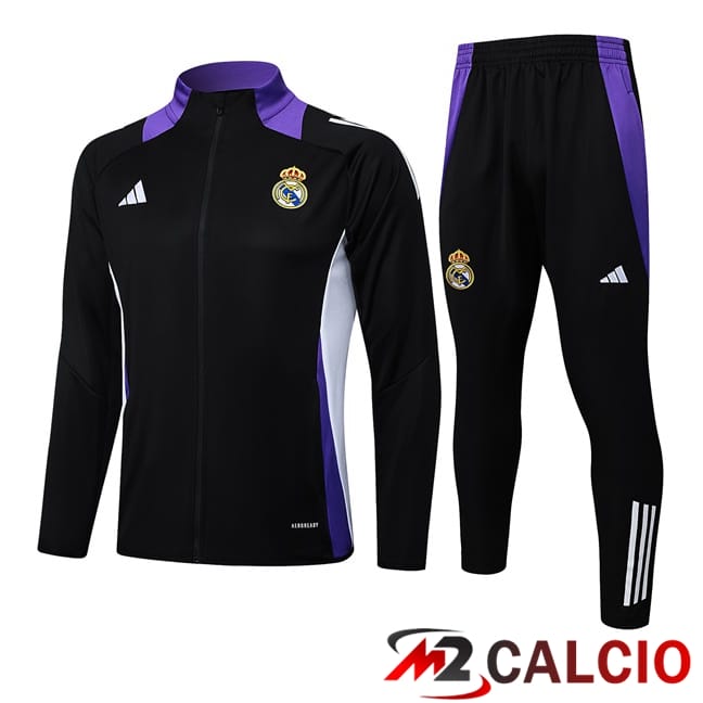 Maglie Calcio Personalizzate,Tute Calcio Squadre,Maglia Nazionale Italiana Calcio | Insieme Tuta Calcio - Giacca Real Madrid Nero 2025/2026