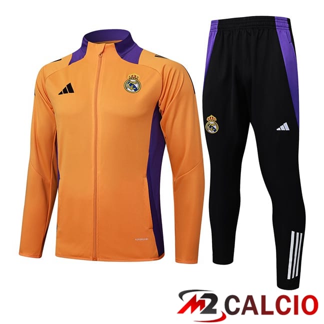 Maglie Calcio Personalizzate,Tute Calcio Squadre,Maglia Nazionale Italiana Calcio | Insieme Tuta Calcio - Giacca Real Madrid Arancia 2025/2026