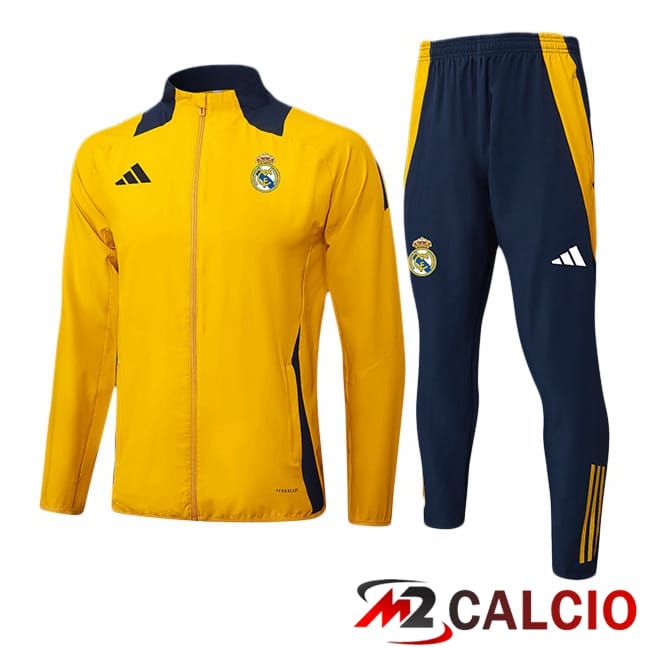 Maglie Calcio Personalizzate,Tute Calcio Squadre,Maglia Nazionale Italiana Calcio | Insieme Tuta Calcio - Giacca Real Madrid Giallo 2025/2026