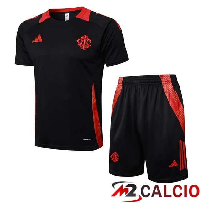 Maglie Calcio Personalizzate,Tute Calcio Squadre,Maglia Nazionale Italiana Calcio | Insieme T Shirt Allenamento SC Internacional + Pantaloncini Nero 2025/2026