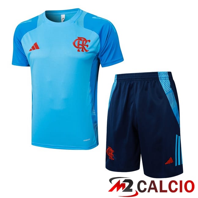 Insieme T Shirt Allenamento Flamengo + Pantaloncini Blu 2025/2026