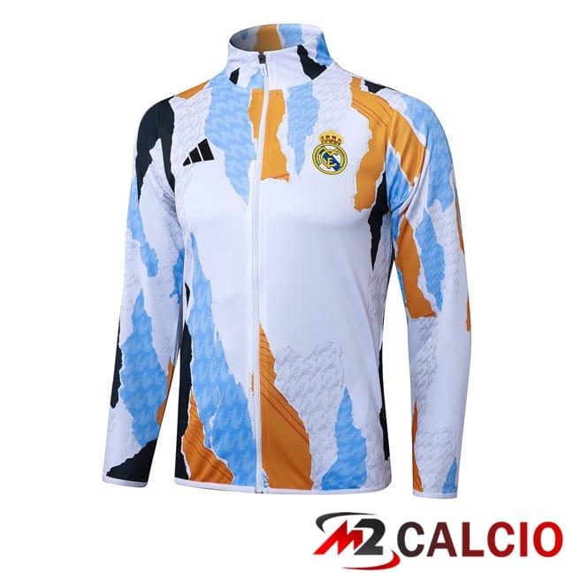 Maglie Calcio Personalizzate,Tute Calcio Squadre,Maglia Nazionale Italiana Calcio | Giacca Calcio Real Madrid Bianco Blu 2025/2026
