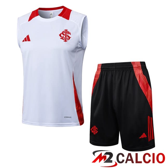 Maglie Calcio Personalizzate,Tute Calcio Squadre,Maglia Nazionale Italiana Calcio | Canotta Allenamento SC Internacional + Pantaloncini Bianco 2025/2026