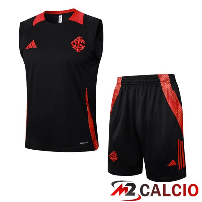 Maglie Calcio Personalizzate,Tute Calcio Squadre,Maglia Nazionale Italiana Calcio | Canotta Allenamento SC Internacional + Pantaloncini Nero 2025/2026