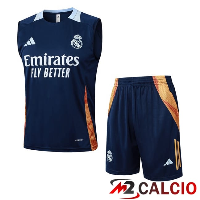 Maglie Calcio Personalizzate,Tute Calcio Squadre,Maglia Nazionale Italiana Calcio | Canotta Allenamento Real Madrid + Pantaloncini Blu Reale 2025/2026