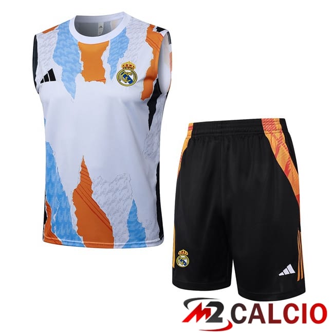 Canotta Allenamento Real Madrid + Pantaloncini Bianco 2025/2026
