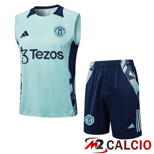 Maglie Calcio Personalizzate,Tute Calcio Squadre,Maglia Nazionale Italiana Calcio | Canotta Allenamento Manchester United + Pantaloncini Verde 2025/2026