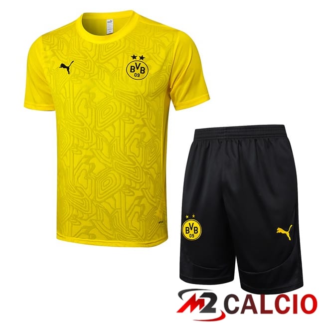 Maglie Calcio Personalizzate,Tute Calcio Squadre,Maglia Nazionale Italiana Calcio | Insieme T Shirt Allenamento Dortmund BVB + Pantaloncini Giallo 2025/2026
