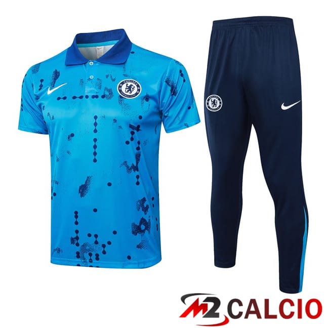 Maglie Calcio Personalizzate,Tute Calcio Squadre,Maglia Nazionale Italiana Calcio | Insieme Polo FC Chelsea + Pantaloni Blu 2025/2026