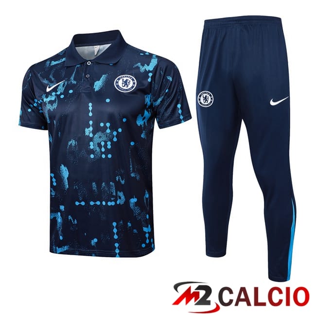 Maglie Calcio Personalizzate,Tute Calcio Squadre,Maglia Nazionale Italiana Calcio | Insieme Polo FC Chelsea + Pantaloni Blu Reale 2025/2026
