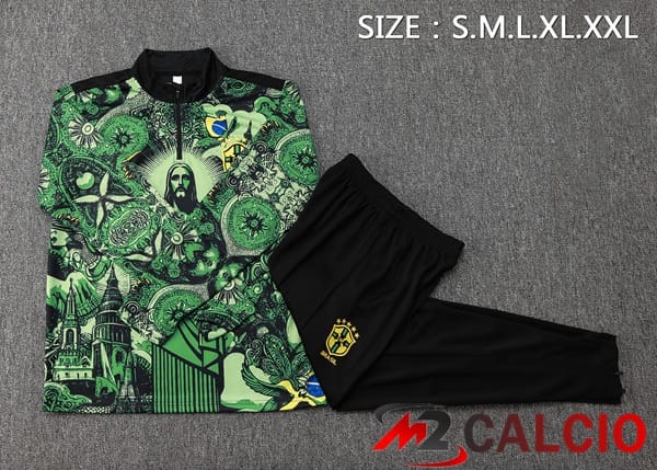 Insieme Tuta Calcio Brasile Verde Nero 2025/2026
