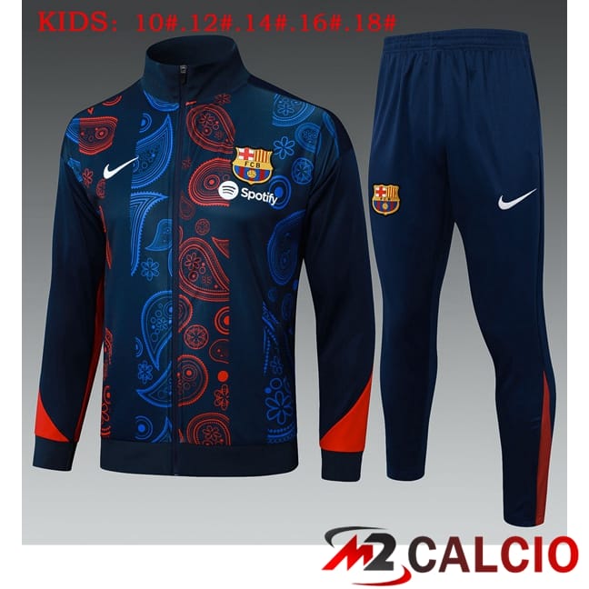 Maglie Calcio Personalizzate,Tute Calcio Squadre,Maglia Nazionale Italiana Calcio | Insieme Tuta Calcio - Giacca FC Barcellona Bambino Blu Reale 2025/2026