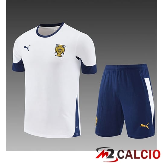 Maglie Calcio Personalizzate,Tute Calcio Squadre,Maglia Nazionale Italiana Calcio | Insieme T Shirt Allenamento Portogallo Bambino Bianco/Blu 2025/2026