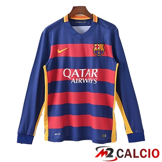 Maglie Calcio Personalizzate,Tute Calcio Squadre,Maglia Nazionale Italiana Calcio | Maglie Calcio FC Barcellona Retro Prima Manica Lunga 2015/2016