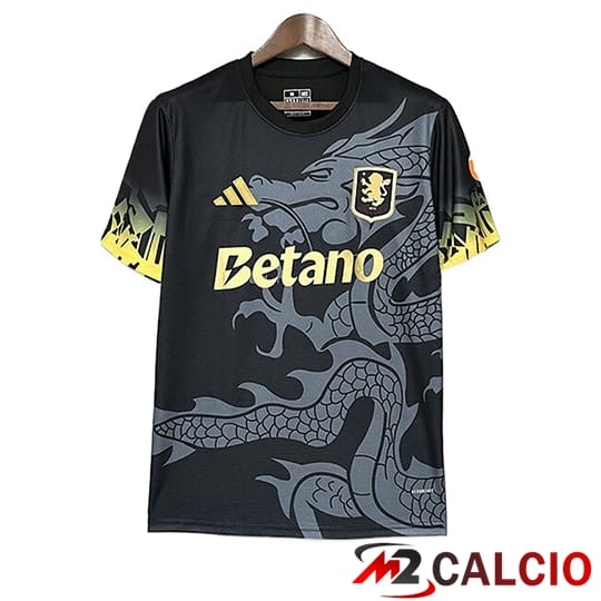 Maglie Calcio Personalizzate,Tute Calcio Squadre,Maglia Nazionale Italiana Calcio | Maglie Calcio Aston Villa Edizione Speciale Nero 2025/2026