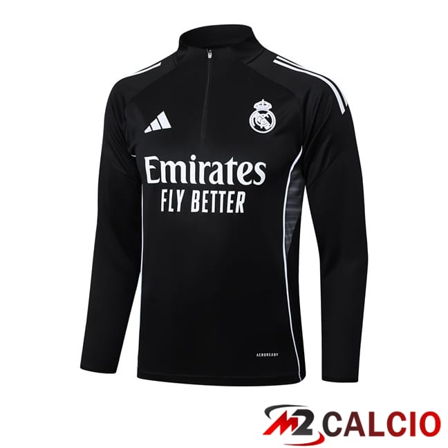 Maglie Calcio Personalizzate,Tute Calcio Squadre,Maglia Nazionale Italiana Calcio | Felpa Allenamento Real Madrid Nero 2025/2026