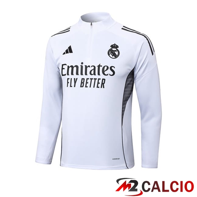 Maglie Calcio Personalizzate,Tute Calcio Squadre,Maglia Nazionale Italiana Calcio | Felpa Allenamento Real Madrid Bianco 2025/2026