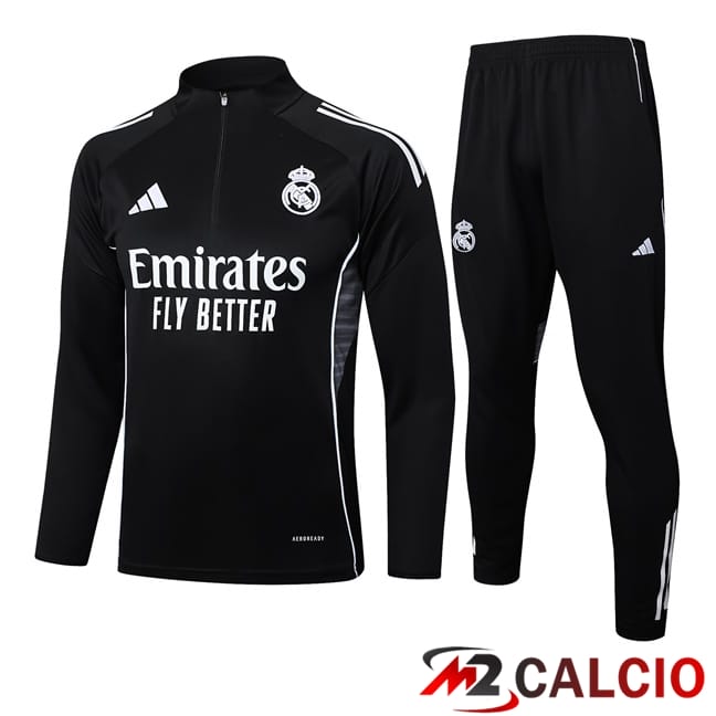 Maglie Calcio Personalizzate,Tute Calcio Squadre,Maglia Nazionale Italiana Calcio | Insieme Tuta Calcio Real Madrid Nero 2025/2026