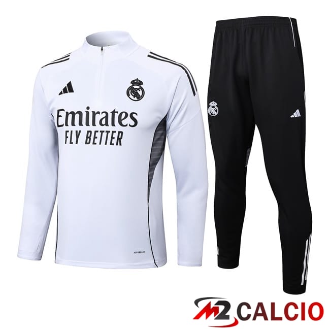 Maglie Calcio Personalizzate,Tute Calcio Squadre,Maglia Nazionale Italiana Calcio | Insieme Tuta Calcio Real Madrid Bianco 2025/2026