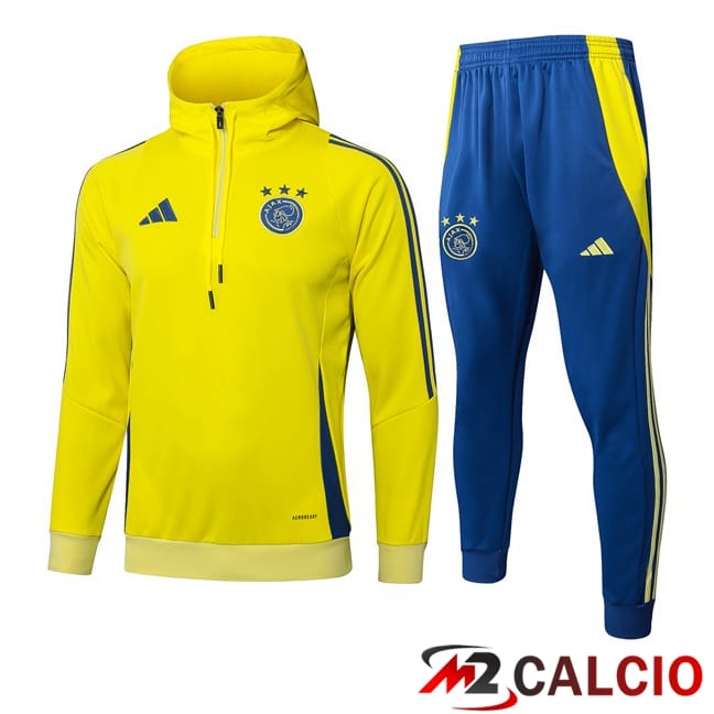 Maglie Calcio Personalizzate,Tute Calcio Squadre,Maglia Nazionale Italiana Calcio | Tuta Calcio - Felpa Con Cappuccio AFC Ajax Giallo 2025/2026