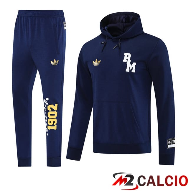 Maglie Calcio Personalizzate,Tute Calcio Squadre,Maglia Nazionale Italiana Calcio | Tuta Calcio - Felpa Con Cappuccio Real Madrid Blu Reale 2025/2026