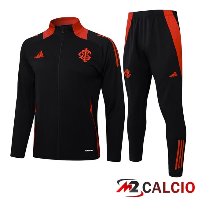 Maglie Calcio Personalizzate,Tute Calcio Squadre,Maglia Nazionale Italiana Calcio | Insieme Tuta Calcio - Giacca SC Internacional Nero 2025/2026