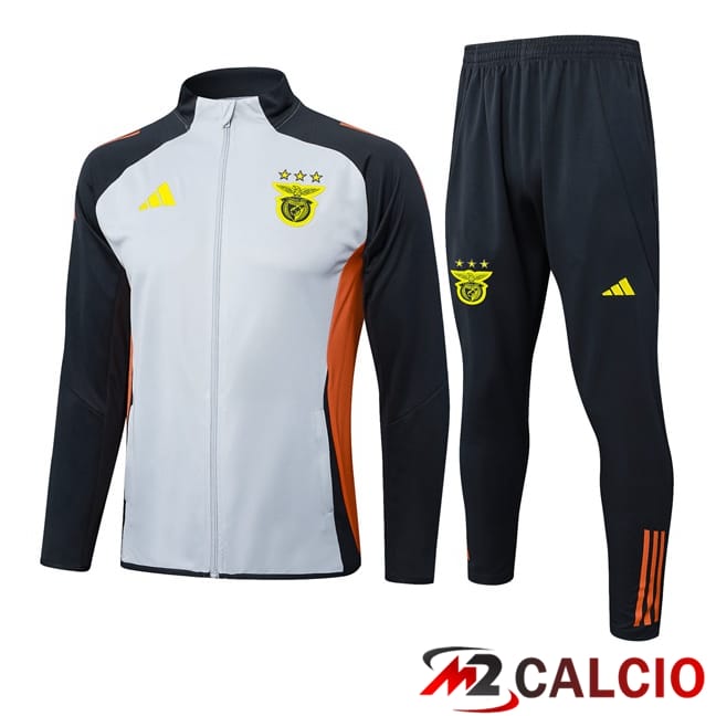 Maglie Calcio Personalizzate,Tute Calcio Squadre,Maglia Nazionale Italiana Calcio | Insieme Tuta Calcio - Giacca S.L Benfica Grigio 2025/2026
