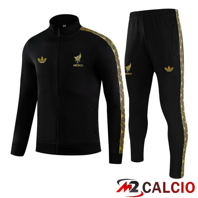 Maglie Calcio Personalizzate,Tute Calcio Squadre,Maglia Nazionale Italiana Calcio | Insieme Tuta Calcio - Giacca Messico Nero 2025/2026