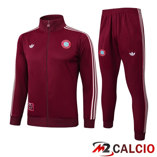 Maglie Calcio Personalizzate,Tute Calcio Squadre,Maglia Nazionale Italiana Calcio | Insieme Tuta Calcio - Giacca Bayern Monaco Rosso 2025/2026