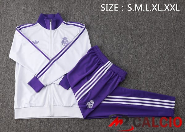 Insieme Tuta Calcio - Giacca Real Madrid Viola Bianco 2025/2026