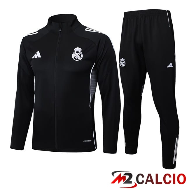 Maglie Calcio Personalizzate,Tute Calcio Squadre,Maglia Nazionale Italiana Calcio | Insieme Tuta Calcio - Giacca Real Madrid Nero 2025/2026