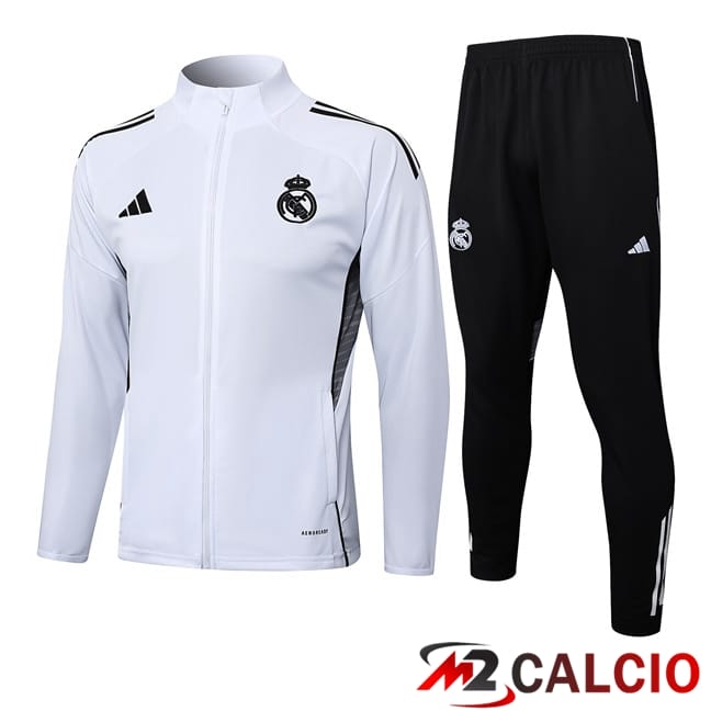 Maglie Calcio Personalizzate,Tute Calcio Squadre,Maglia Nazionale Italiana Calcio | Insieme Tuta Calcio - Giacca Real Madrid Bianco 2025/2026