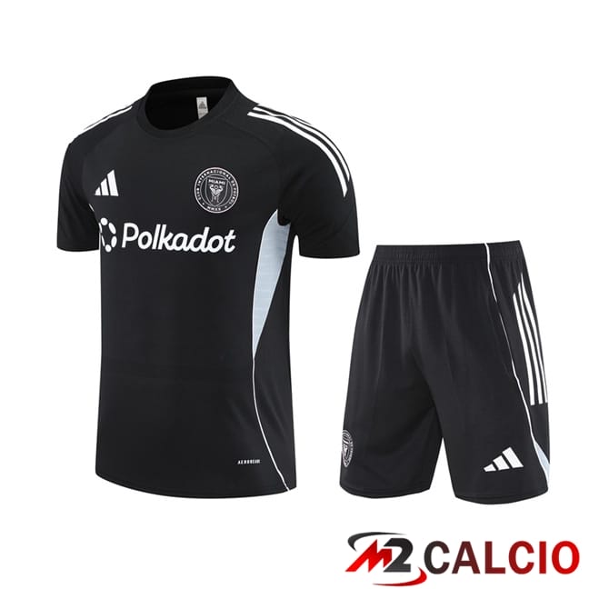 Maglie Calcio Personalizzate,Tute Calcio Squadre,Maglia Nazionale Italiana Calcio | Insieme T Shirt Allenamento Inter Miami CF + Pantaloncini Nero 2025/2026