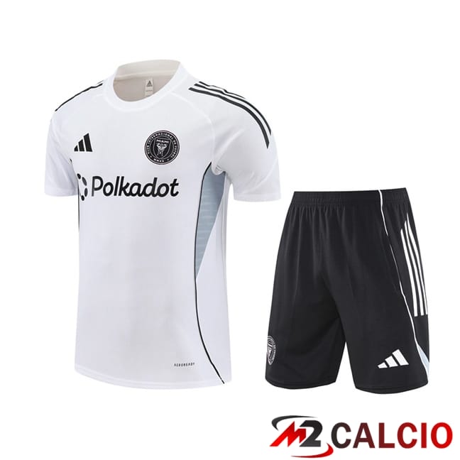 Maglie Calcio Personalizzate,Tute Calcio Squadre,Maglia Nazionale Italiana Calcio | Insieme T Shirt Allenamento Inter Miami CF + Pantaloncini Bianco 2025/2026