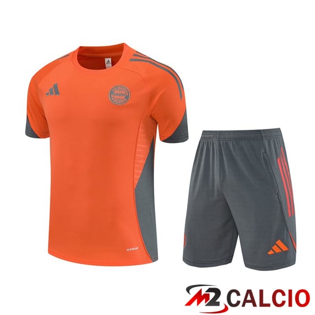 Maglie Calcio Personalizzate,Tute Calcio Squadre,Maglia Nazionale Italiana Calcio | Insieme T Shirt Allenamento Bayern Monaco + Pantaloncini Arancia 2025/2026
