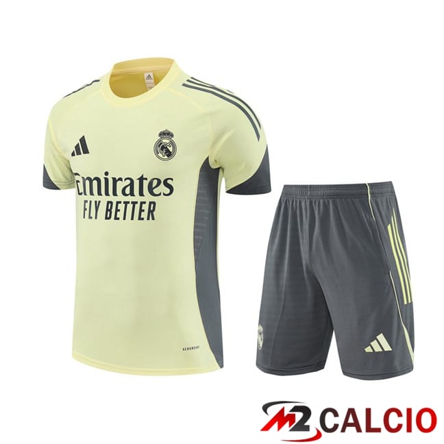 Insieme T Shirt Allenamento Real Madrid + Pantaloncini Giallo 2025/2026