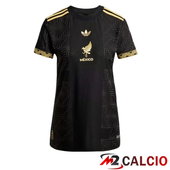Maglie Calcio Personalizzate,Tute Calcio Squadre,Maglia Nazionale Italiana Calcio | Maglia Nazionale Messico Donna Nero Giallo 2025/2026